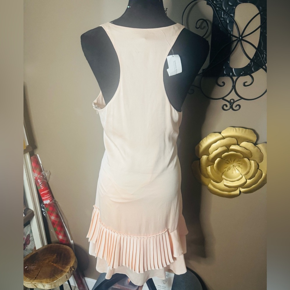 Banana Republic Peach Racerback Mini Dress with Pleated Hem
